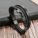 Braided Leather Bracelets For Men Life Tree Multichamber Hand-Woven