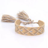 BOHO Cotton Embroidery Letters Wrap Tassel Bracelets Women Bestfriend Jewelry