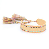 BOHO Cotton Embroidery Letters Wrap Tassel Bracelets Women Bestfriend Jewelry