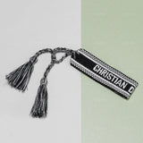 BOHO Cotton Embroidery Letters Wrap Tassel Bracelets Women Bestfriend Jewelry