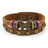 Butterfly Leather Bracelet for Women Ins Niche Cowhide Minimalist Alloy Studs