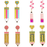 Cartoon Student Pencil Earrings Jewelry Creative Cartoon 6 Pencil Earrings