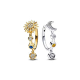 Moon Sun Round Earrings 925 Silver Women's Gift Engagement Jewelry