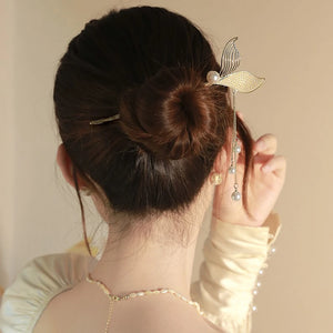 Chinese Beauty Fishtail Tassel Hairpin Retro Rhinestone Antique Jewelry