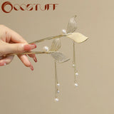 Chinese Beauty Fishtail Tassel Hairpin Retro Rhinestone Antique Jewelry