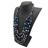 Chunky Wood Bead Jewelry Collar Necklace African Multilayered Boho Necklace