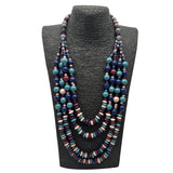 Chunky Wood Bead Jewelry Collar Necklace African Multilayered Boho Necklace
