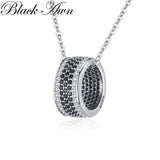 Fine Silver Necklace Black&White Stone Women K076