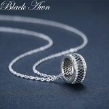 Fine Silver Necklace Black&White Stone Women K076
