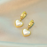 Pearl Heart Pendant Stainless Steel Earrings