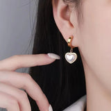 Pearl Heart Pendant Stainless Steel Earrings