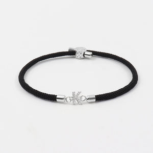 Pave Zirconia A-Z Initial Bracelet Adjustable Rope Charm Women Gift