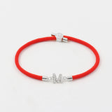 Pave Zirconia A-Z Initial Bracelet Adjustable Rope Charm Women Gift