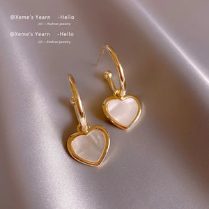 Classic Shell Heart Pendant Dangle Earrings for Women Girls