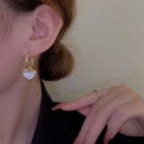 Classic Shell Heart Pendant Dangle Earrings for Women Girls