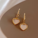 Classic Shell Heart Pendant Dangle Earrings for Women Girls