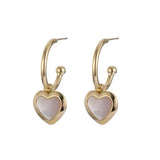 Classic Shell Heart Pendant Dangle Earrings for Women Girls