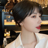 Small heart Champagne Pearl Stud Earrings for Wedding Party