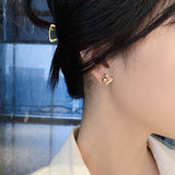 Small heart Champagne Pearl Stud Earrings for Wedding Party
