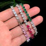 Colorful CZ Heart Love Chain Bracelet