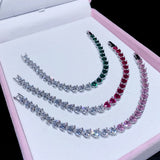 Colorful CZ Heart Tennis Chain Bracelet
