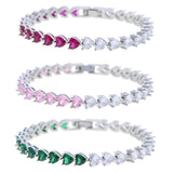 Colorful CZ Heart Love Chain Bracelet