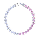 Colorful CZ Heart Tennis Chain Bracelet