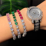 Colorful CZ Heart Love Chain Bracelet