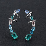 Copper CZ Clip Earrings Wedding Party Women's Jewelry
