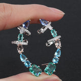 Copper CZ Clip Earrings Wedding Party Women's Jewelry