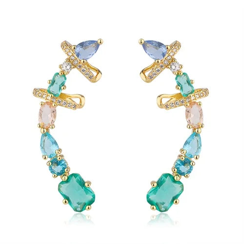 Copper CZ Clip Earrings Wedding Party Women's Jewelry