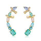 Copper CZ Clip Earrings Wedding Party Women's Jewelry