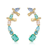 Copper CZ Clip Earrings Wedding Party Women's Jewelry