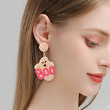 Halloween Ghost Earrings Statement Jewelry Women Pearls Seed Beads Boo