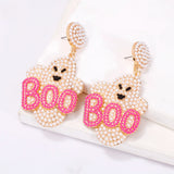 Halloween Ghost Earrings Statement Jewelry Women Pearls Seed Beads Boo