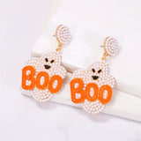 Halloween Ghost Earrings Statement Jewelry Women Pearls Seed Beads Boo