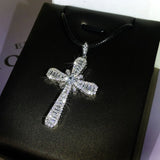 Zircon Cross Pendant Necklace for Women Wedding Jewelry
