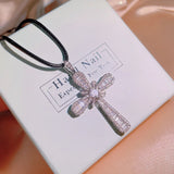 Zircon Cross Pendant Necklace for Women Wedding Jewelry