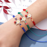 Crystal Beaded Daisy Ladybug Knitted Bracelet 12PCS Set