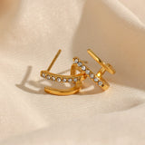 Crystal Paved Double Layer Huggie Earrings