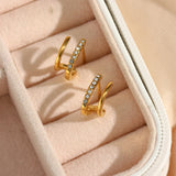Crystal Paved Double Layer Huggie Earrings