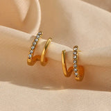 Crystal Paved Double Layer Huggie Earrings