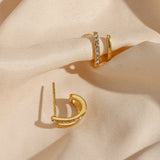 Crystal Paved Double Layer Huggie Earrings
