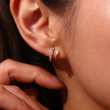 Crystal Paved Double Layer Huggie Earrings