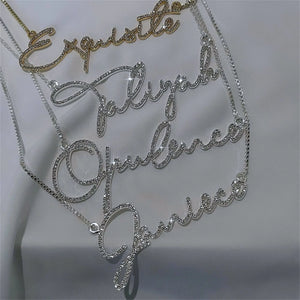 Personalized Crystal Name Necklace with Star Diamond Pendant