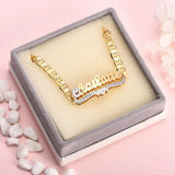 Two Tone 18K Plated Heart Name Bracelet For Women