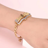 Two Tone 18K Plated Heart Name Bracelet For Women
