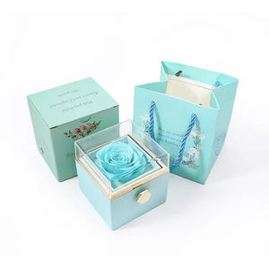 Eternal Rose Acrylic Jewelry Rotating Flower Ring Box