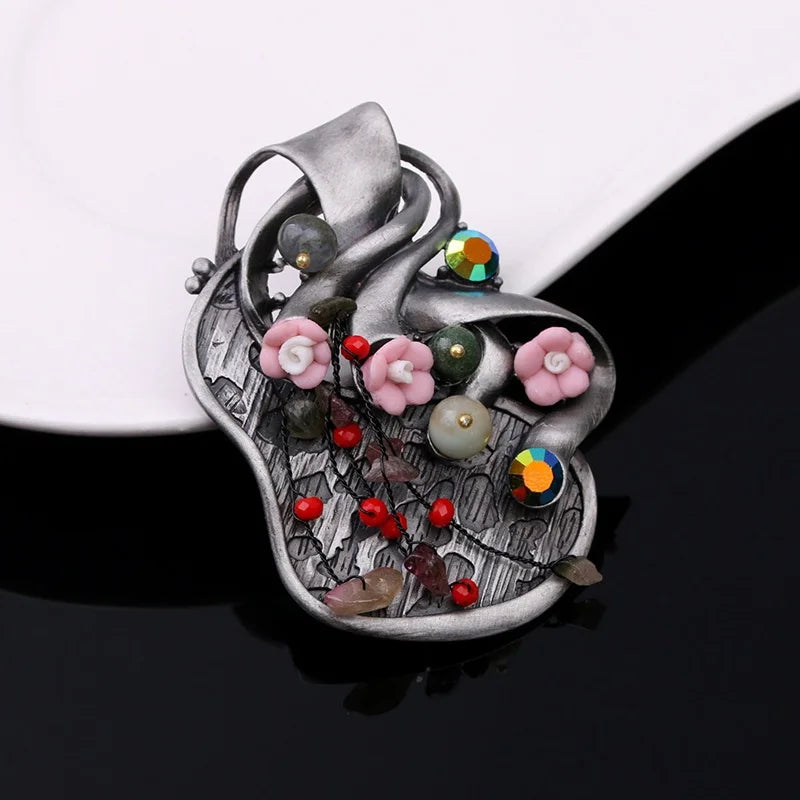 Vintage Flower Brooch Scarf Buckle for Women