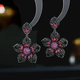 925 Silver Flower Drop Earrings Wedding Dangling Ear Jewelry
